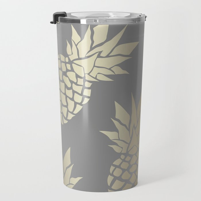 Glam Pineapple Art in Gray and Gold Travel Mug Gallery Image 3