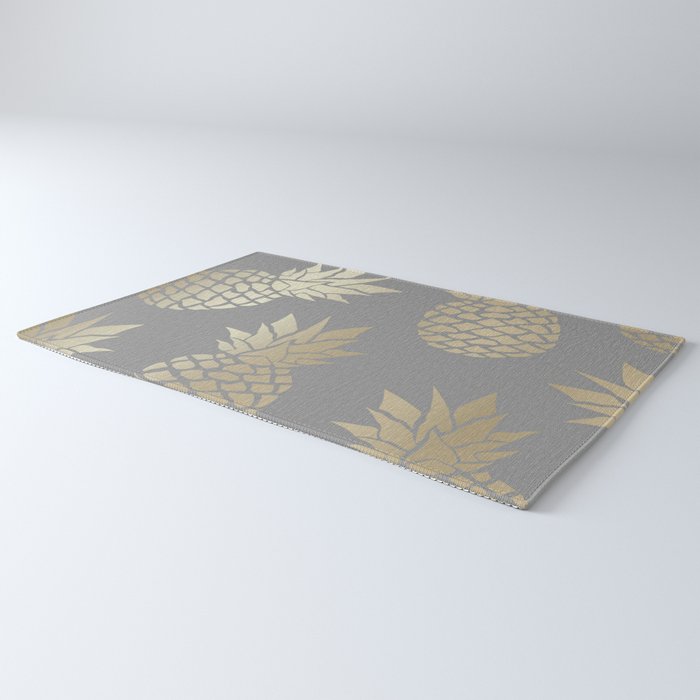 Glam Pineapple Art in Gray and Gold Rug Gallery Image 3