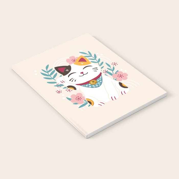 Japanese Lucky Cat with Cherry Blossoms Notebook Gallery Image 2