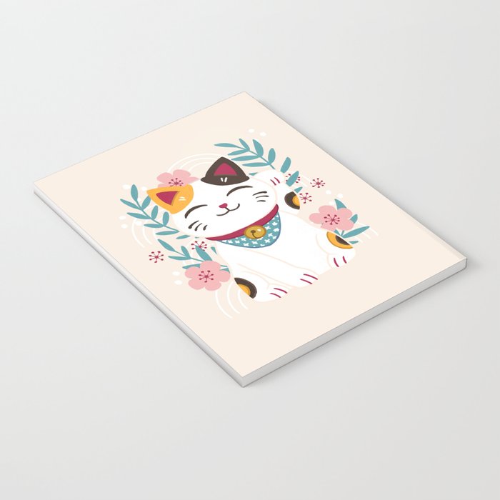 Japanese Lucky Cat with Cherry Blossoms Notebook Gallery Image 3