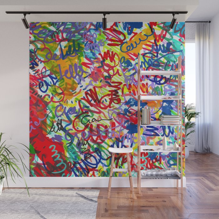 Urban Graffiti Pattern Art Made With Ink and Pen Wall Mural Gallery Image 1