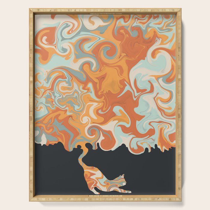 Rainbow cat 4 yoga meow Serving Tray Gallery Image 1