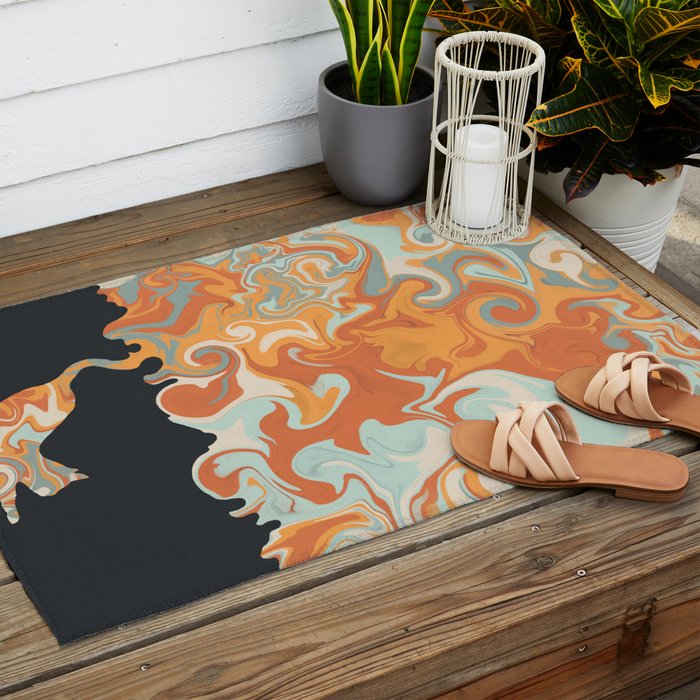 Rainbow cat 4 yoga meow Outdoor Rug Gallery Image 2
