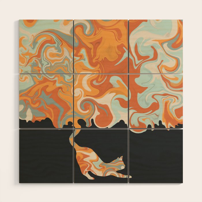 Rainbow cat 4 yoga meow Wood Wall Art Gallery Image 1