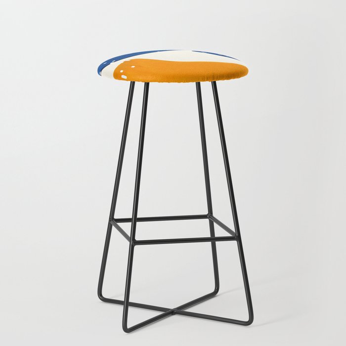 Minimalist Abstract Mid Century Modern Colorful Shape Yellow Blue Pattern Fun Art Stool Gallery Image 1