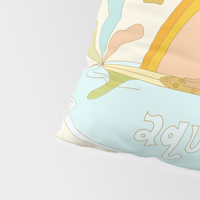 Aquarius surf zodiac // retro art by surfy birdy Pillow Sham Gallery Image 4