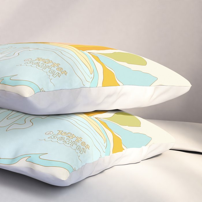Aquarius surf zodiac // retro art by surfy birdy Pillow Sham Gallery Image 3