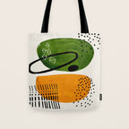 Mid Century Modern Abstract Colorful Art Patterns Olive Green Yellow Ochre Orbit Geometric Objects Tote Bag Gallery Image 1