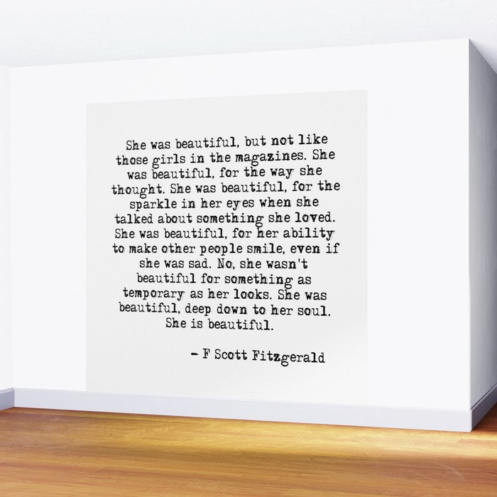 She was beautiful - Fitzgerald quote Wall Mural Gallery Image 2