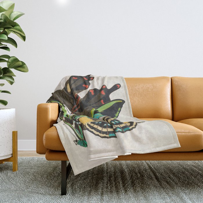 Vintage Butterfly Illustration EA Seguy Papillon Throw Blanket Gallery Image 1