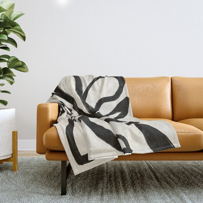 Midnight Floral #1 - Abstract Art Print Throw Blanket Gallery Image 1