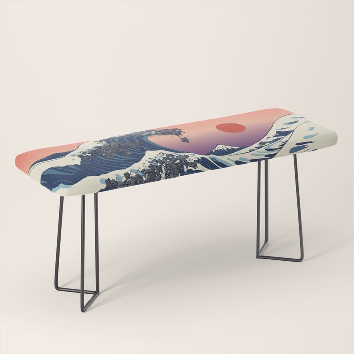 The Great Wave of Black Pug Bench Gallery Image 1