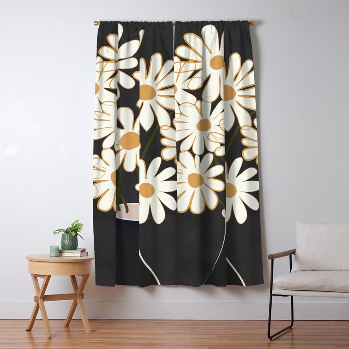 White Daisy Bouquets in Vase 4 Window Curtain Gallery Image 5