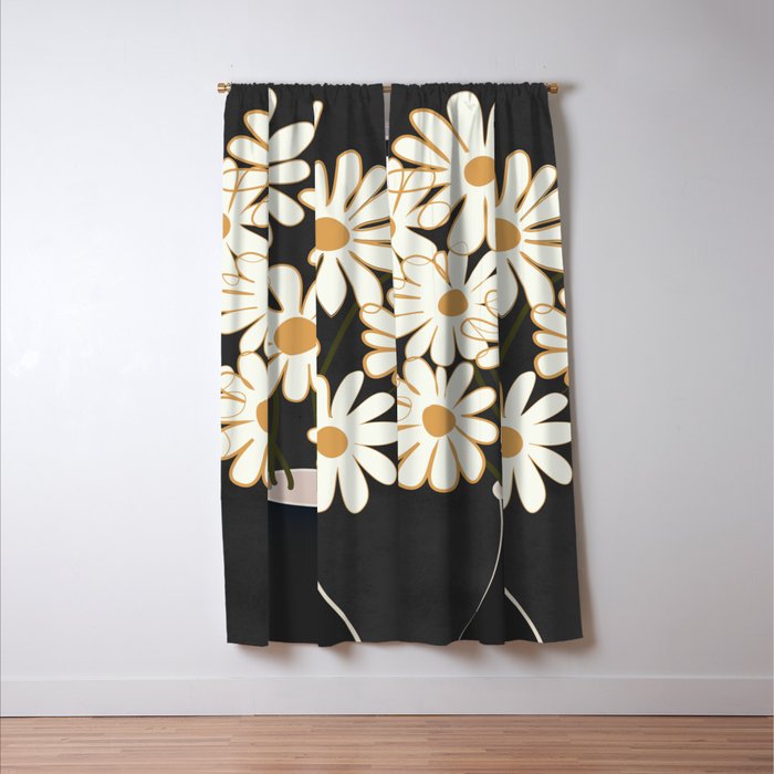 White Daisy Bouquets in Vase 4 Window Curtain Gallery Image 3