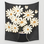 White Daisy Bouquets in Vase 4 Wall Tapestry Gallery Image 4