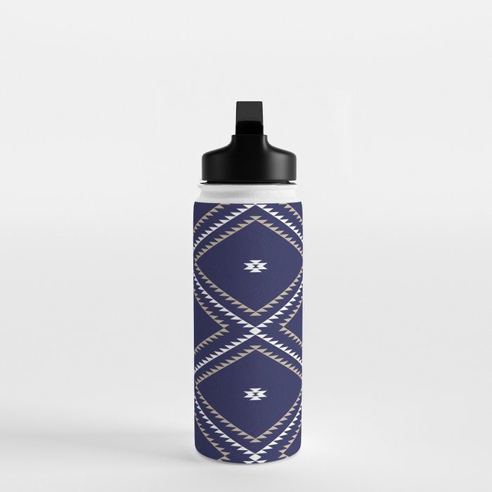 Southwestern Geometric - Tan White Navy Water Bottle Gallery Image 3