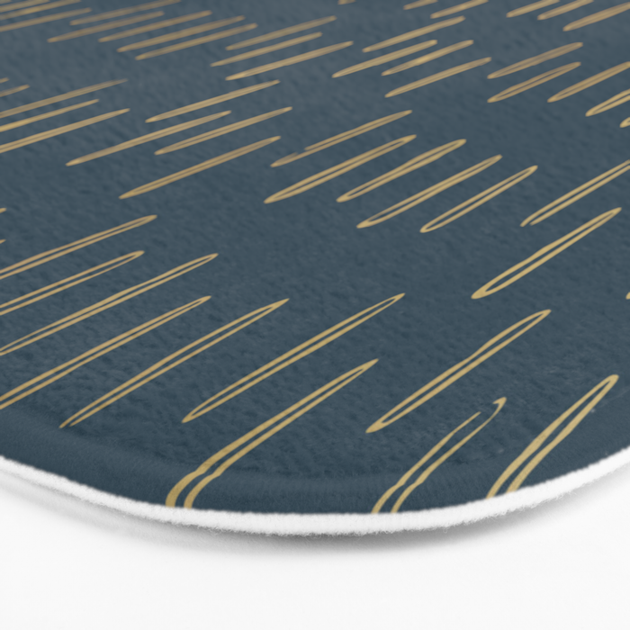 Raindrops, Mudcloth, Teal and Gold, Boho Wall Art Bath Mat Gallery Image 3