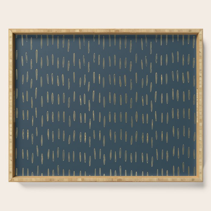 Raindrops, Mudcloth, Teal and Gold, Boho Wall Art Serving Tray Gallery Image 1
