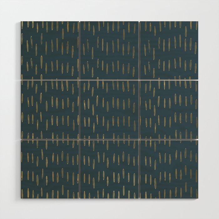 Raindrops, Mudcloth, Teal and Gold, Boho Wall Art Wood Wall Art Gallery Image 1