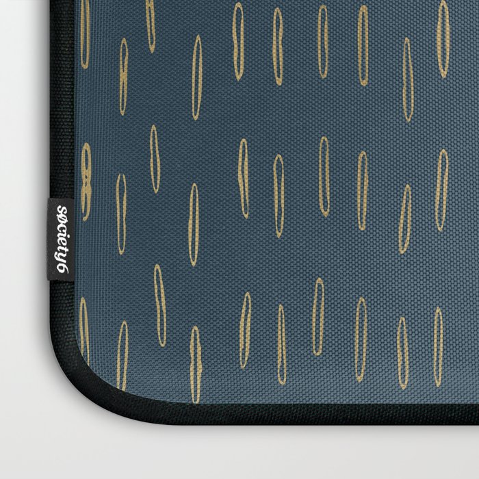 Raindrops, Mudcloth, Teal and Gold, Boho Wall Art Laptop Sleeve Gallery Image 3