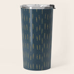 Raindrops, Mudcloth, Teal and Gold, Boho Wall Art Travel Mug Gallery Image 2