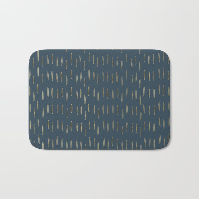 Raindrops, Mudcloth, Teal and Gold, Boho Wall Art Bath Mat Gallery Image 1
