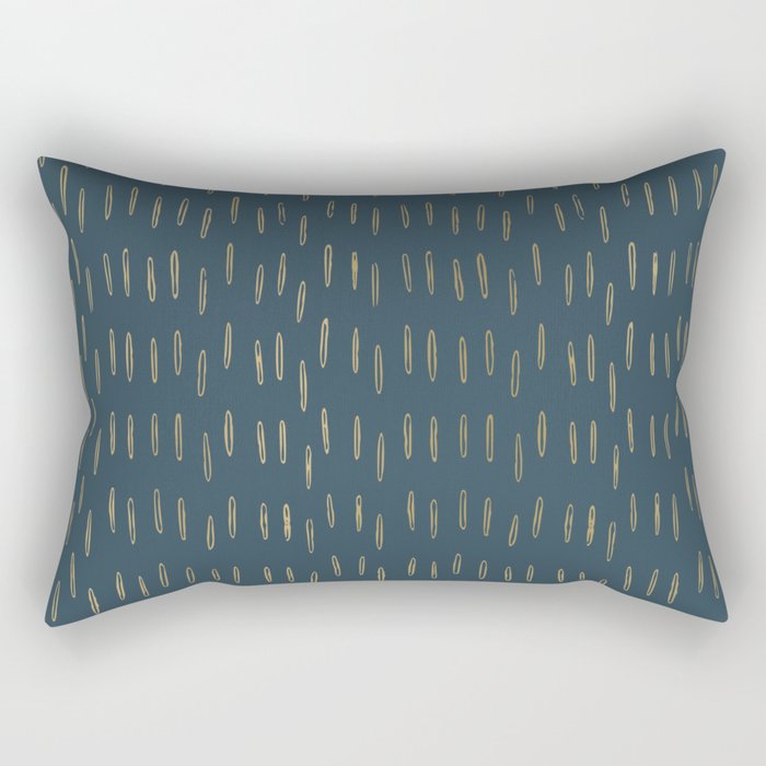 Raindrops, Mudcloth, Teal and Gold, Boho Wall Art Rectangular Pillow Gallery Image 1