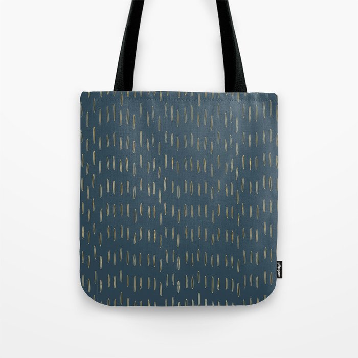 Raindrops, Mudcloth, Teal and Gold, Boho Wall Art Tote Bag Gallery Image 1