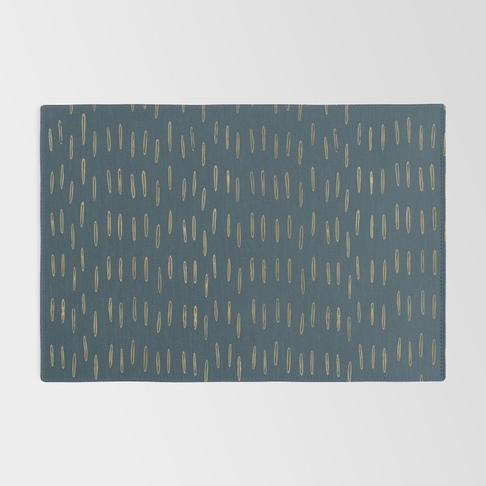 Raindrops, Mudcloth, Teal and Gold, Boho Wall Art Rug Gallery Image 2