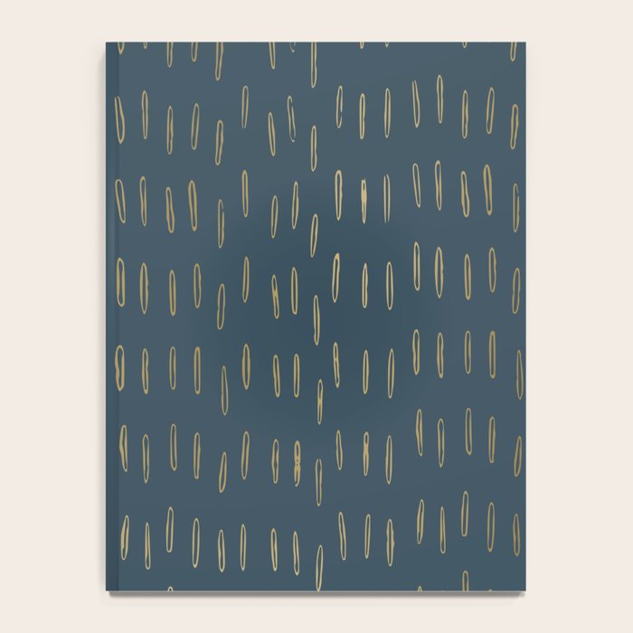 Raindrops, Mudcloth, Teal and Gold, Boho Wall Art Notebook Gallery Image 4