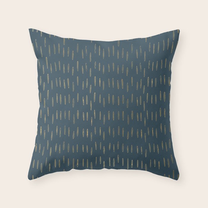 Raindrops, Mudcloth, Teal and Gold, Boho Wall Art Throw Pillow Gallery Image 6