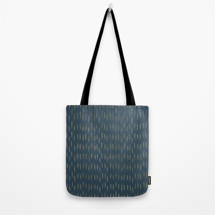 Raindrops, Mudcloth, Teal and Gold, Boho Wall Art Tote Bag Gallery Image 2
