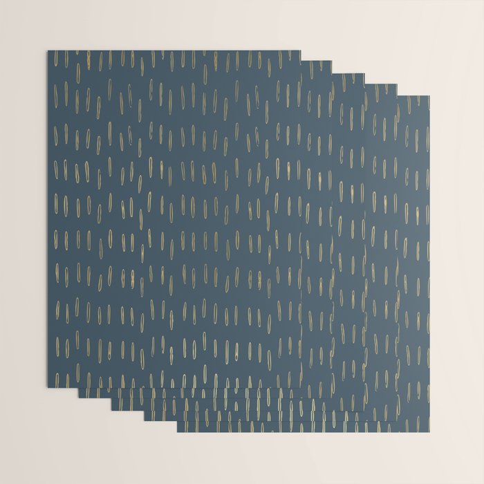 Raindrops, Mudcloth, Teal and Gold, Boho Wall Art Wrapping Paper Gallery Image 3
