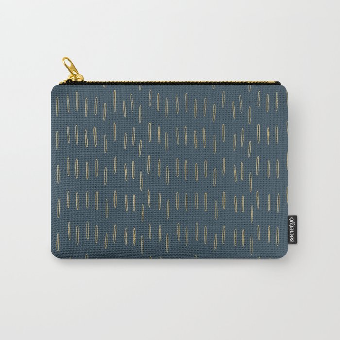 Raindrops, Mudcloth, Teal and Gold, Boho Wall Art Carry All Pouch Gallery Image 1