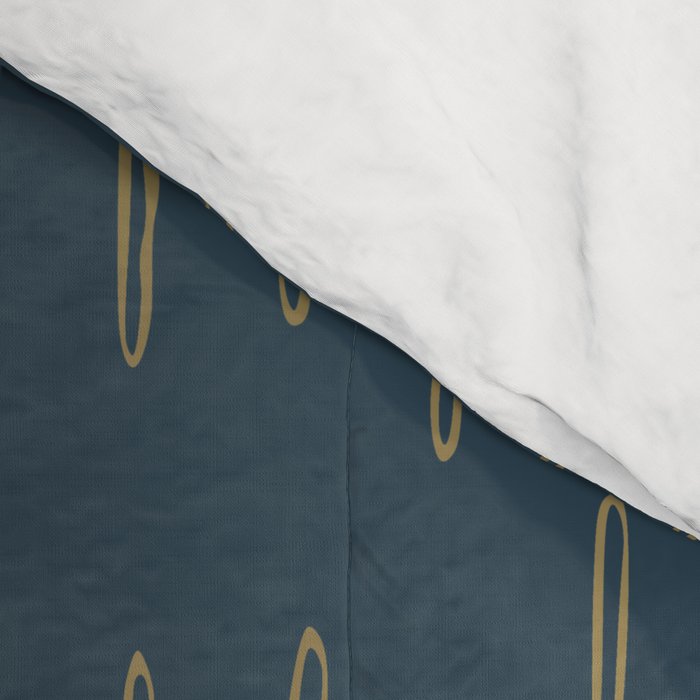 Raindrops, Mudcloth, Teal and Gold, Boho Wall Art Comforter Gallery Image 4
