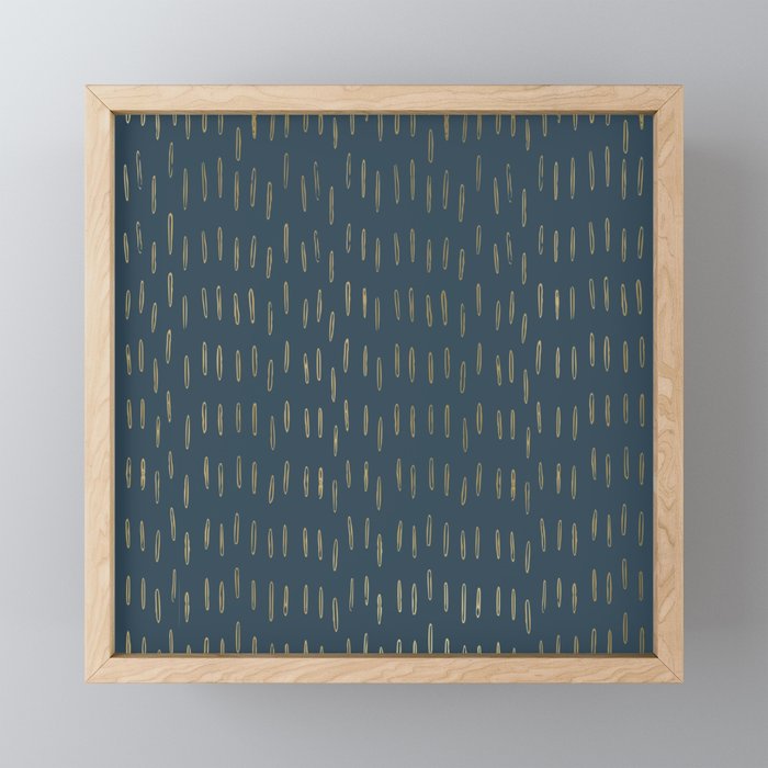 Raindrops, Mudcloth, Teal and Gold, Boho Wall Art Mini Art Print Gallery Image 1