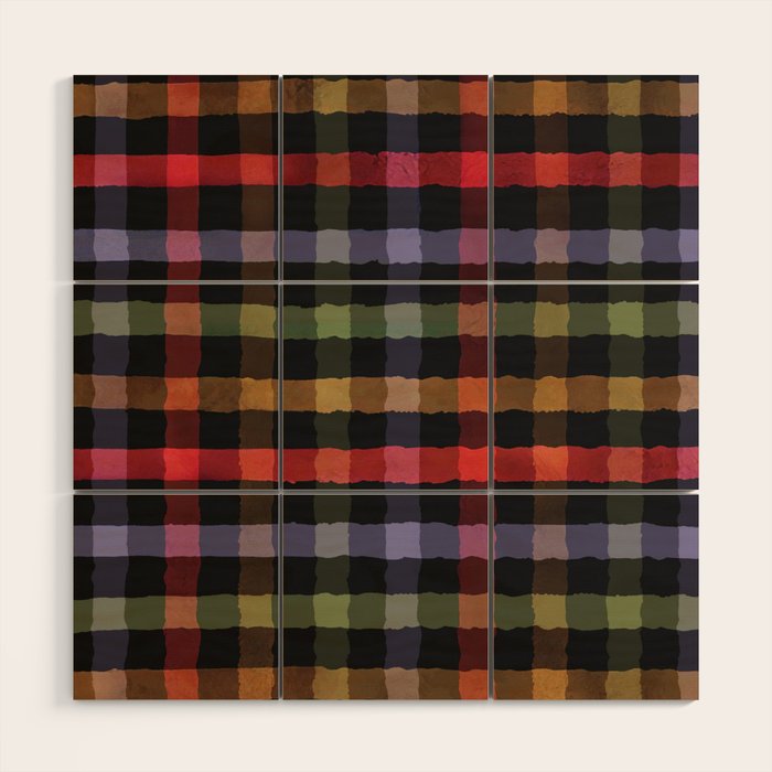 Boho Checkered Deep Palette Wood Wall Art Gallery Image 1