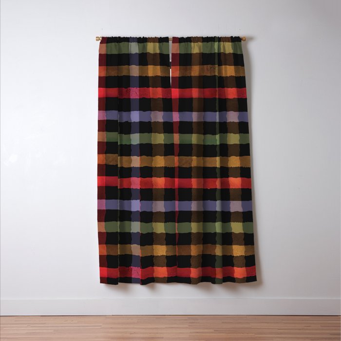 Boho Checkered Deep Palette Window Curtain Gallery Image 3