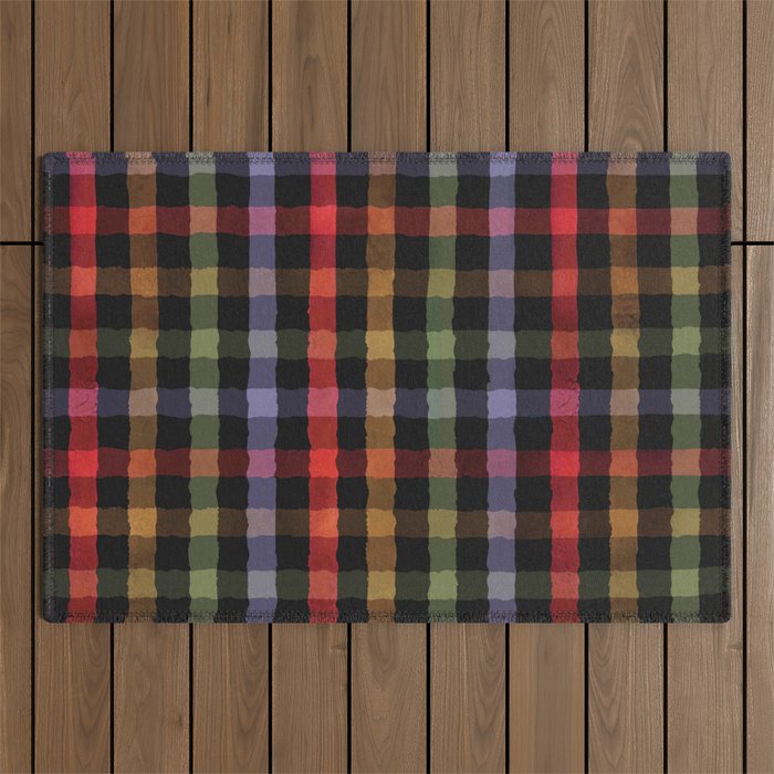 Boho Checkered Deep Palette Outdoor Rug Gallery Image 1