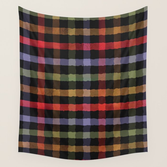Boho Checkered Deep Palette Wall Tapestry Gallery Image 1