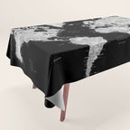 Black and grey watercolor world map with cities Tablecloth Gallery Image 1