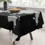 Black and grey watercolor world map with cities Tablecloth Gallery Image 3