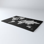 Black and grey watercolor world map with cities Rug Gallery Image 3