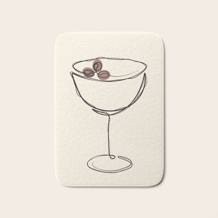 Espresso Martini Cocktail Drink Line Art Bath Mat Gallery Image 1