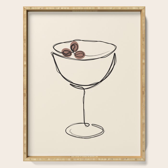 Espresso Martini Cocktail Drink Line Art Serving Tray Gallery Image 1