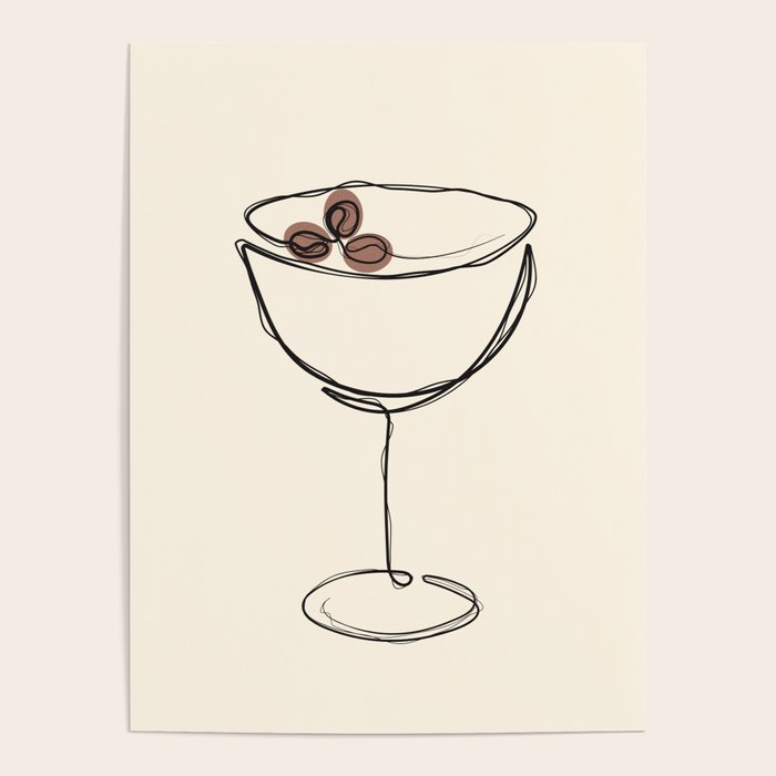 Espresso Martini Cocktail Drink Line Art Poster Gallery Image 2