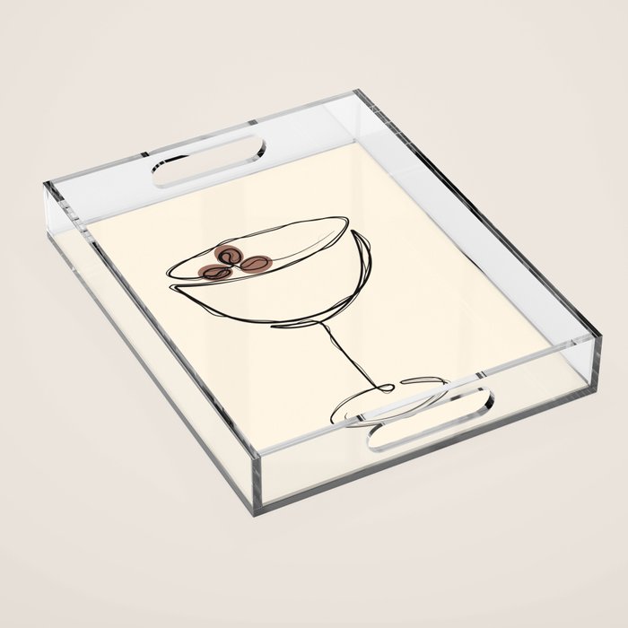 Espresso Martini Cocktail Drink Line Art Acrylic Tray Gallery Image 1