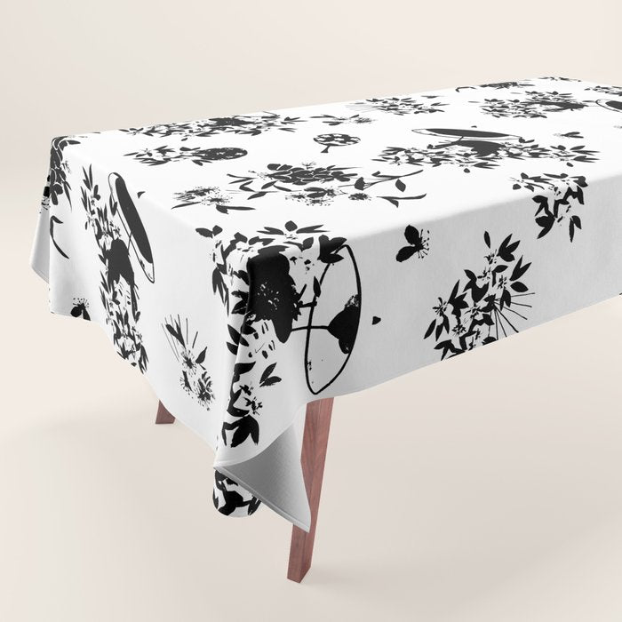 Black and white oriental pattern Tablecloth Gallery Image 1