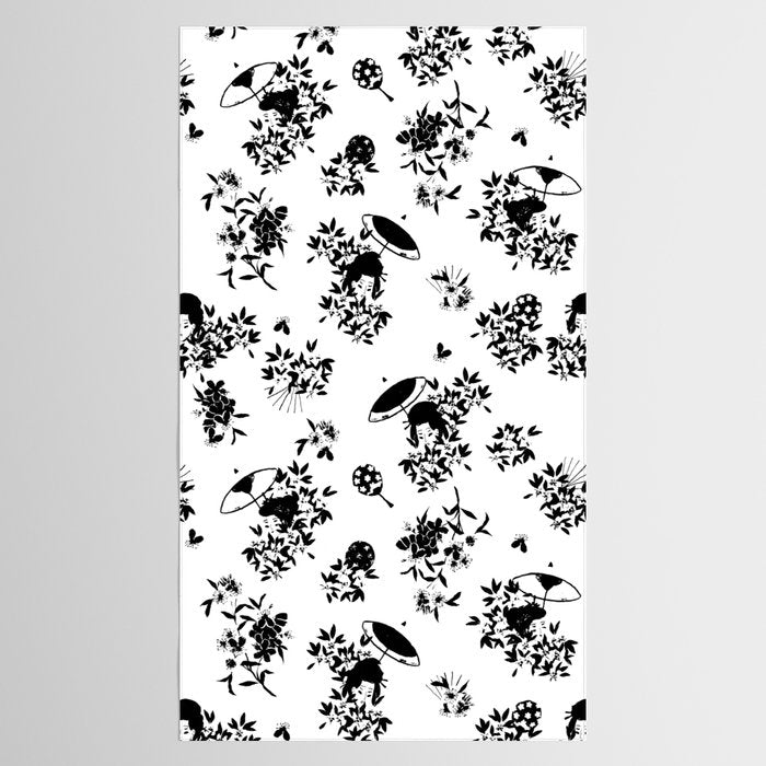 Black and white oriental pattern Tablecloth Gallery Image 2