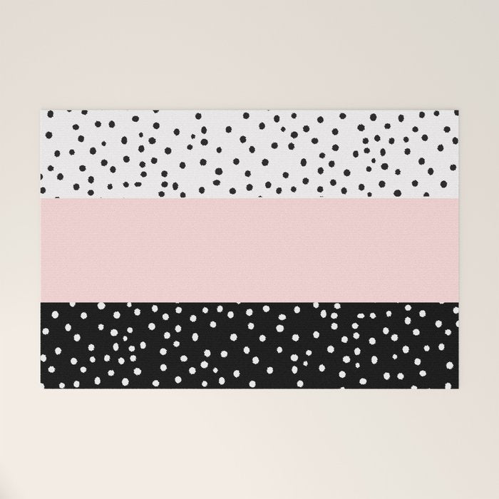 Pink white black watercolor polka dots Welcome Mat Gallery Image 1